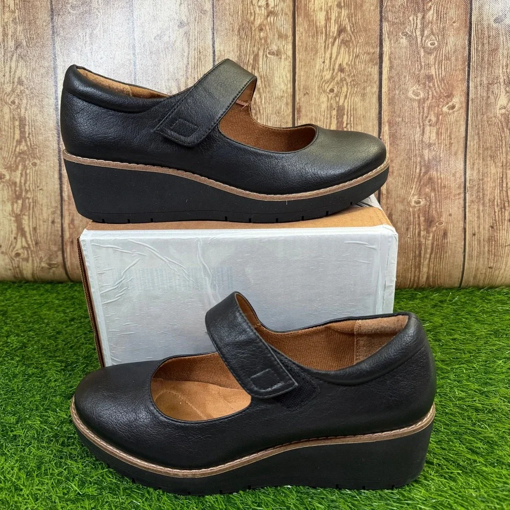 Eurosoft Franlee Mary Jane Shoes Womens Size 10 Black Wedge Platform Comfort